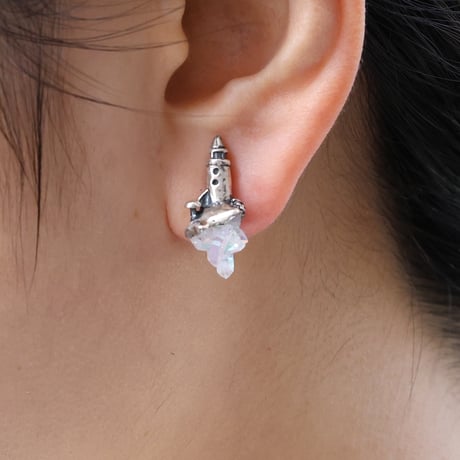"roca earring sv" オーラクォーツ
