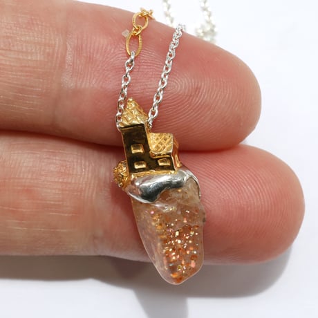 "roca necklace gold" レインボーラティスサンストーン
