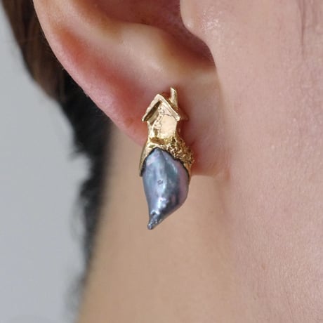 "roca earring gold" 黒蝶パール