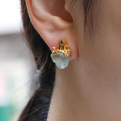 "roca earring gold" アクアマリン