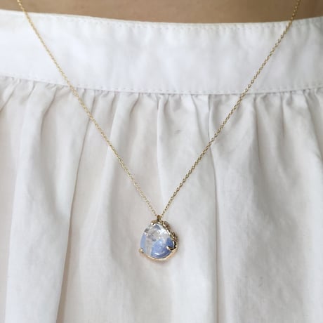 moss necklace デュモルティエライト+クォーツインクォーツ