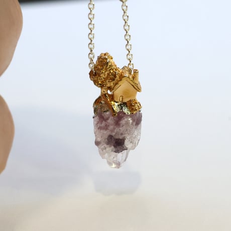 "roca necklace gold" クォーツwithレピドライト