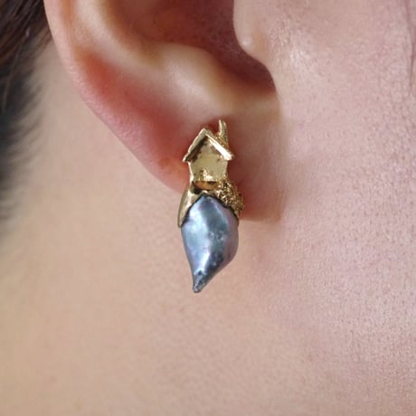 "roca earring gold" 黒蝶パール