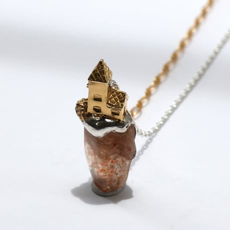 "roca necklace gold" レインボーラティスサンストーン
