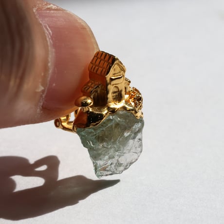 "roca earring gold" アクアマリン