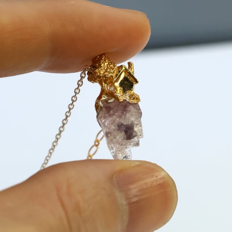"roca necklace gold" クォーツwithレピドライト