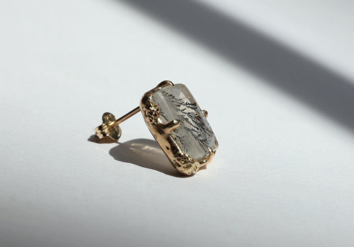 デンドリティッククォーツ　ピアス　片耳 デンドリティッククォーツピアス片耳