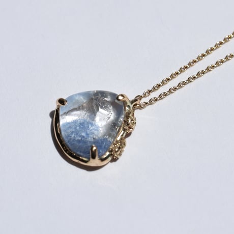 moss necklace デュモルティエライト+クォーツインクォーツ