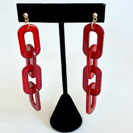 アクリルチェーン　ロングネックレス+ブレスレット＋ピアス　3点セット