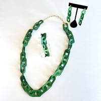 アクリルチェーン　ロングネックレス+ブレスレット＋ピアス　3点セット