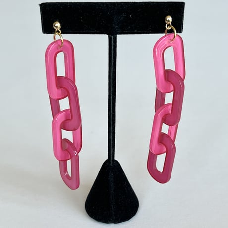 アクリルチェーン　ロングネックレス+ブレスレット＋ピアス　3点セット