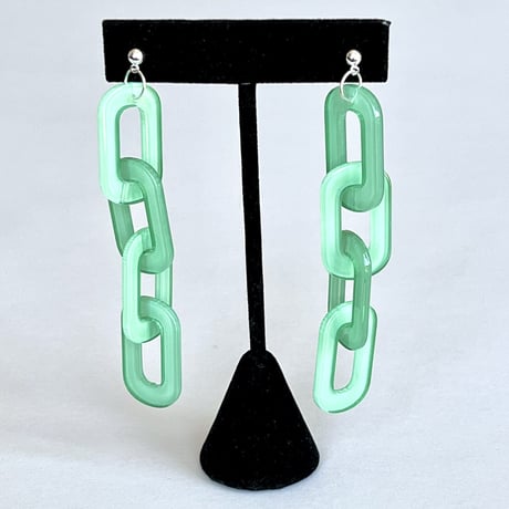 アクリルチェーン　ロングネックレス+ブレスレット＋ピアス　3点セット