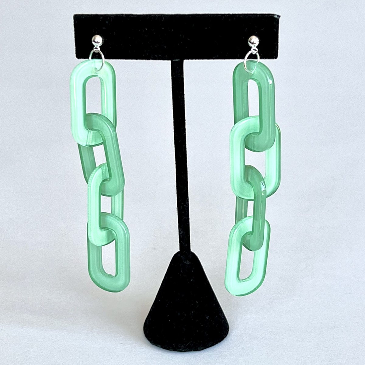 アクリルチェーン ロングネックレス+ブレスレット＋ピアス 3点セット  