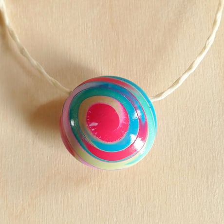 手作りビーズネックレス　－SPIRAL: Pink x Blue－