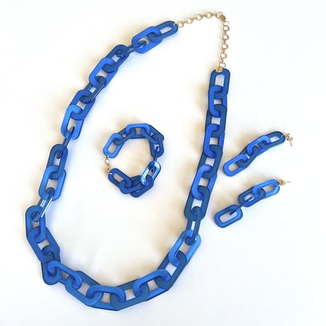 アクリルチェーン　ロングネックレス+ブレスレット＋ピアス　3点セット