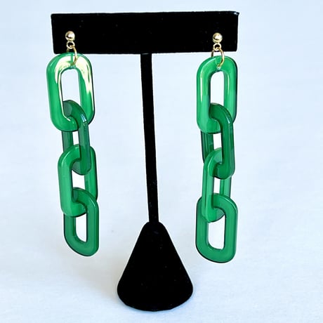 アクリルチェーン　ロングネックレス+ブレスレット＋ピアス　3点セット