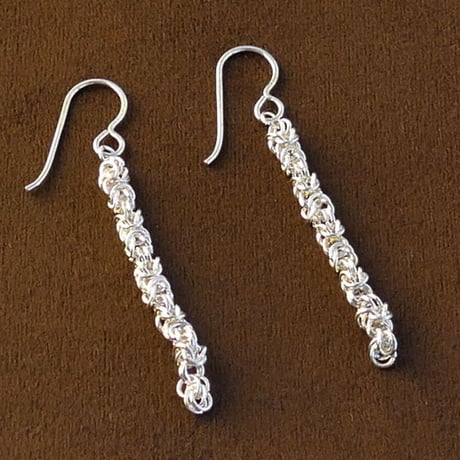 手編みシルバーチェーンピアス