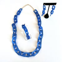 アクリルチェーン　ロングネックレス+ブレスレット＋ピアス　3点セット