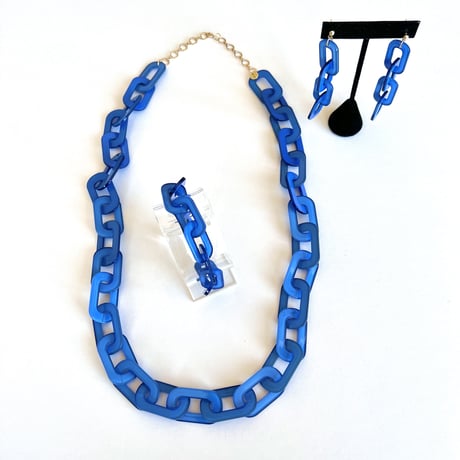 アクリルチェーン　ロングネックレス+ブレスレット＋ピアス　3点セット