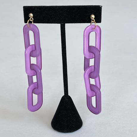 アクリルチェーン　ロングネックレス+ブレスレット＋ピアス　3点セット