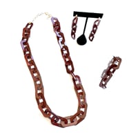 アクリルチェーン　ロングネックレス+ブレスレット＋ピアス　3点セット