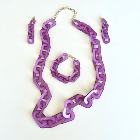 アクリルチェーン　ロングネックレス+ブレスレット＋ピアス　3点セット
