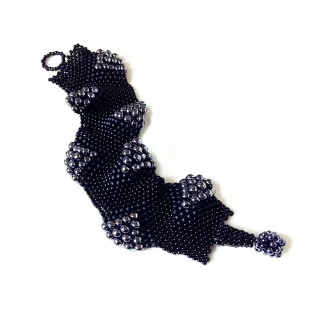 ビーズブレスレット - wavy black beads bracelet