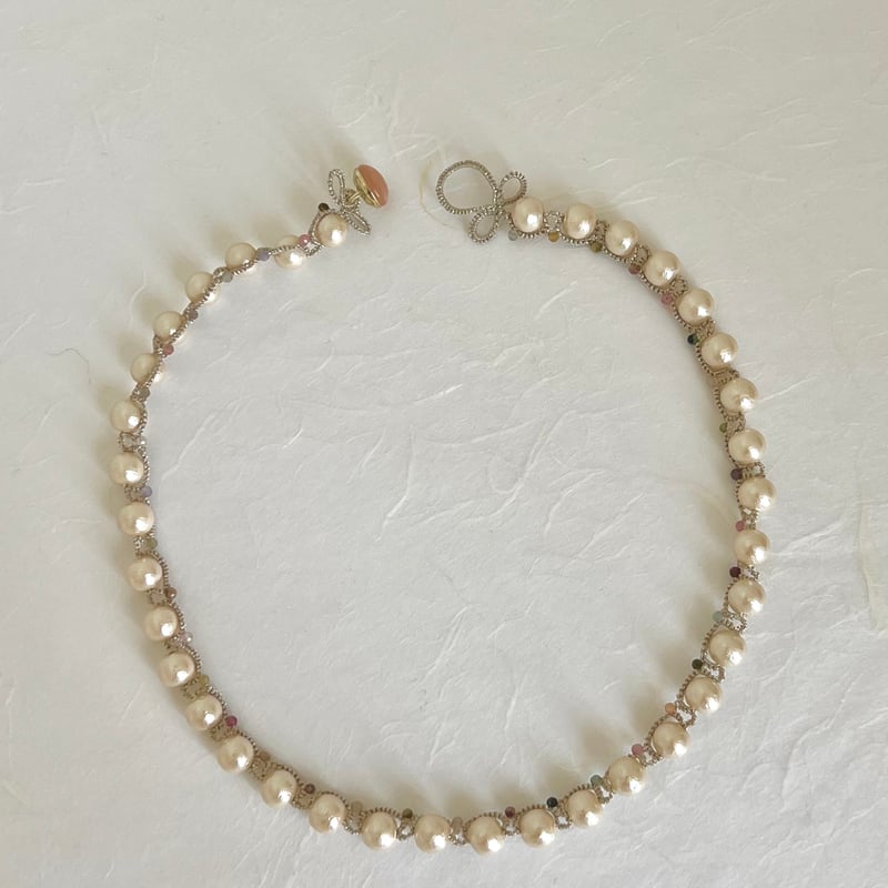 受注制作》軽やかで上品なタティングレースネックレス | BK/TKY