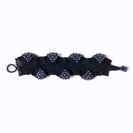 ビーズブレスレット - wavy black beads bracelet