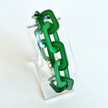 アクリルチェーン　ロングネックレス+ブレスレット＋ピアス　3点セット