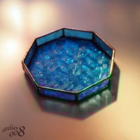 ✴︎:.。淡いブルーの八角形鏡♪　(size20㎝/max23）　ステンドグラス ✴︎:.。淡いブルーの八角形鏡♪ (size20㎝/max23） ステンドグラス