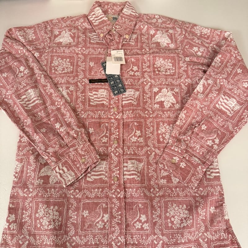 レインスプーナー 長袖アロハシャツ XLサイズ ラハイナセイラー柄(赤) ハワイ 新品】レインスプーナー 長袖 ラハイナセーラー ハワイ製 RS-372