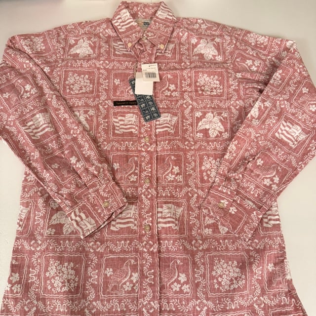 レインスプーナー 長袖アロハシャツ XLサイズ ラハイナセイラー柄(赤