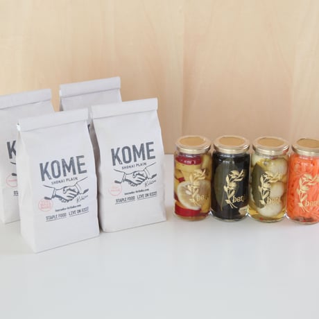 ピクルス４本と庄内米４種セット