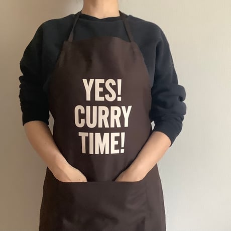 DR(DB)3 “YES！CURRY TIME！“APRON (生成りロゴ)  DARK BROWN COLOR