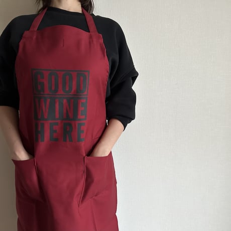 WPABD6  DAY USE W POCKET  APRON   “GOOD WINE HERE”※正面に二つのポケットがございます。BOADEAUX(ボルドー)