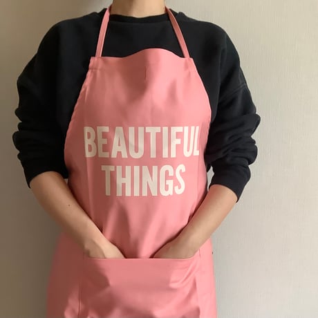 ADULT  APRON   ”BEAUTIFUL THINGS“  (生成りロゴ)PINK  COLOR