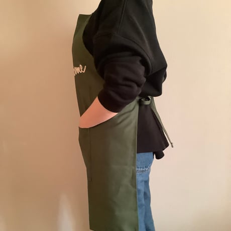 ADULT APRON  DR(GN)6  ”“Welcome“APRON ※生成りロゴ GREEN  COLOR