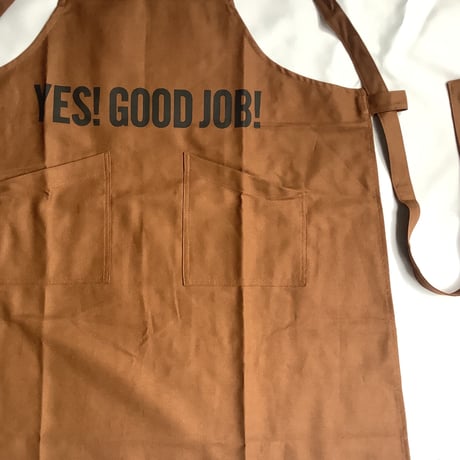 XA30 X–STYLE APRON “ YES！GOODJOB！”(BROWN COLOR)※背中でクロスさせて着用いただくエプロンです。