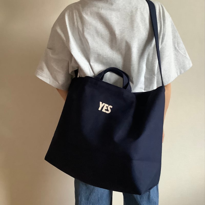 DRESSEDUNDRESSED バックロゴ ネイビー DRESSSEN B2B3 BIG 2WAY BAG ”YES“ DARK NAVY