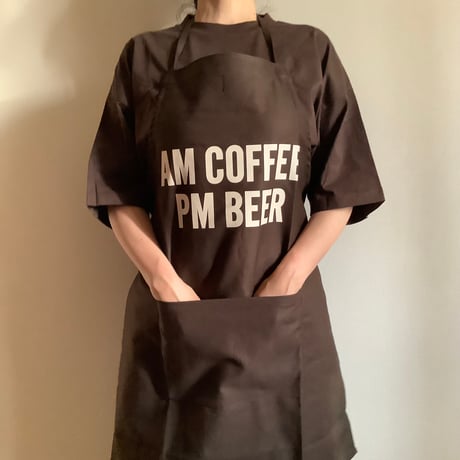 🌸[新発売] DR(DB)6   ”AM COFFEE  PM BEER “APRON (生成りロゴ)  DARK BROWN COLOR