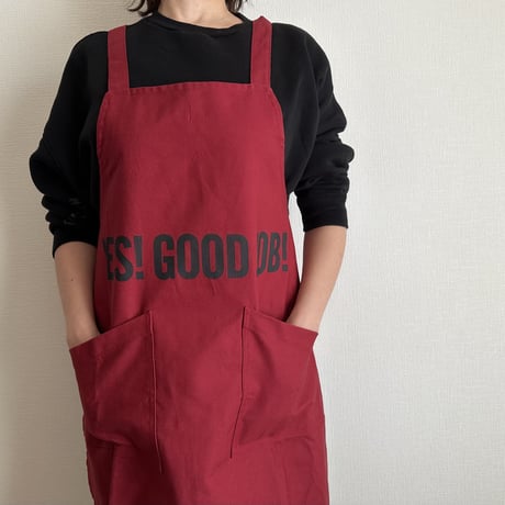 XA30 X–STYLE APRON “ YES！GOODJOB！”(BOADEAUX(ボルドー)COLOR)※背中でクロスさせて着用いただくエプロンです。