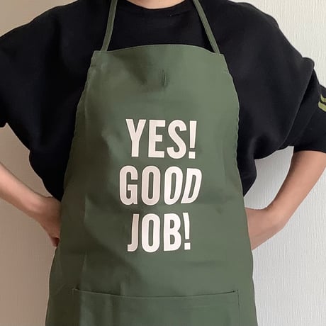 [限定発売]DRESSSEN DR(GRN)14 ”“YES！ GOOD JOB！“APRON (生成りロゴ)