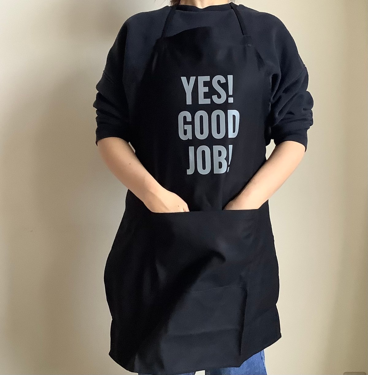 DRESSSEN エプロン YES! GOOD JOB! ダークネイビー ADULT APRON DR(BLK)2 ”YES！ GOOD JOB！“BLACK COLO