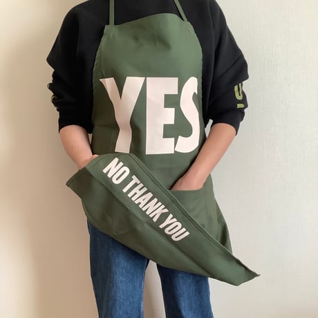 DR(GN)1 ADULT APRON  “YES” ※生成りロゴ　“GREEN COLOR 🌟10月24日(土曜日)に再入荷します。今しばらくお待ちください