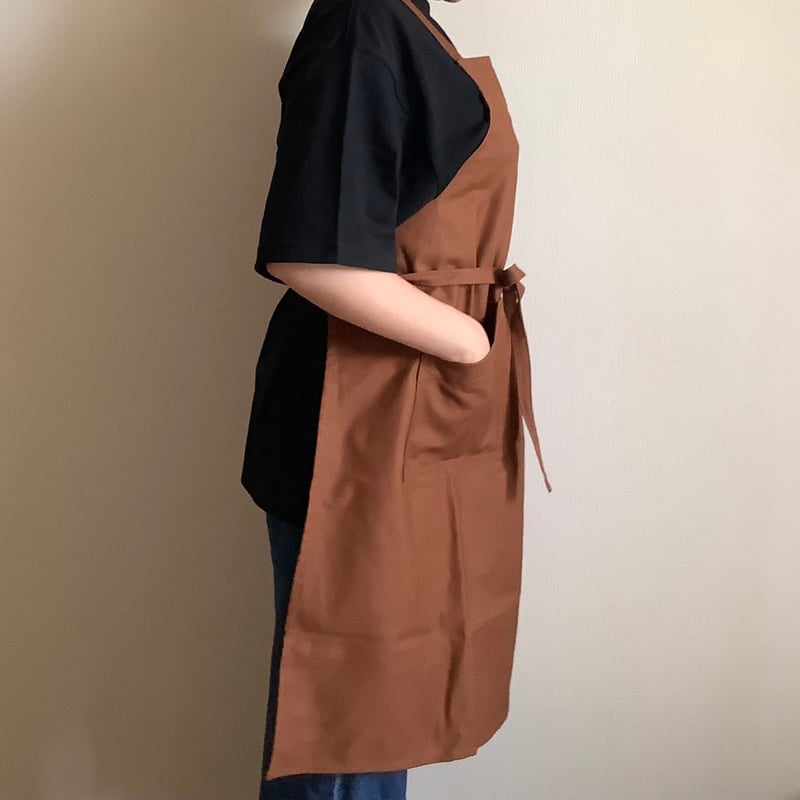 【3/15日まで出品】美品)(未使用)DRESSSENドレスセンAPRON 新型] NEW X–STYLE APRON (BROWN COLOR)※背中でクロスさせて着
