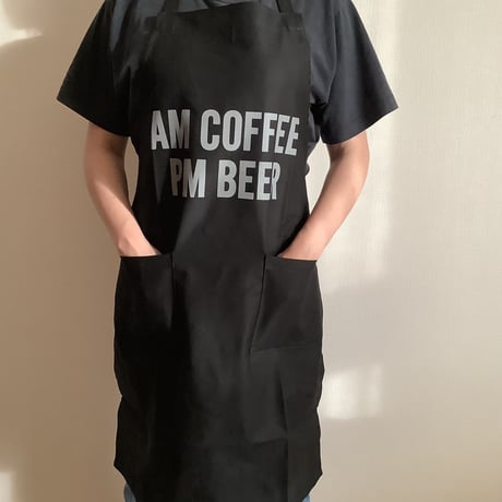 DRESSSEN WPABLK11 DAY USE W POCKET  APRON   “AM COFFEE PM BEER”(BLACKCOLOR  )