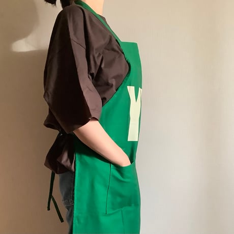 🌸新発売　WPG1 DAY USE W POCKET  APRON   YES (※裏側にNO THANK YOUのプリントがあります) BOTTLE GREEN COLOR