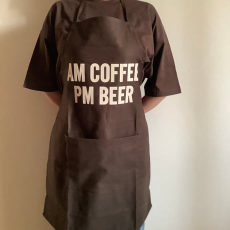🌸[新発売] DR(DB)6   ”AM COFFEE  PM BEER “APRON (生成りロゴ)  DARK BROWN COLOR