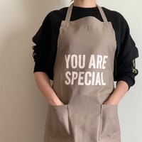 WPSB5 DAY USE W POCKET  APRON   “YOU ARE SPECIAL” SMOKY BEIGE COLOR